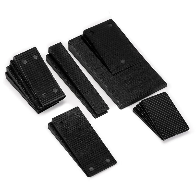SIDAZON 16 Pack Multiple Size Slopes Black Plastic Composite Shims Leveling Wedges for Furniture Extreme Load Capacity Support Easy to snap Cut-to-fit Door Window Toilet Shims Sheds Table Levelers - Image 1